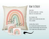 Personalised Rainbow Cushion Gift Printed Name Design - Cushion Throw Pillow Gift For Girls Mum Nan Sister Her Birthday Christmas Gift CS001