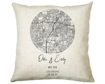 Personalised City Map Cushion Las Vegas Anniversary Engagement Wedding Gift Name Design - Cushion Pillow Gift For Newly Married Couple CS432