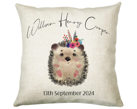 Personalised Hedgehog Cushion Magical Gift Printed Name Design New Baby Gift - Pillow Gift Girls Bedroom Decor For Birthday Gift CS320