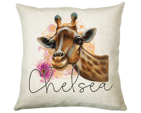 Personalised Giraffe Cushion Gift Printed Name Design - Cushion Throw Pillow Gift For Mum Dad Friend Bedroom Birthday Christmas Gift CS164