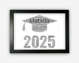 Personalised Class of 2025 Graduation Gift Print Wall Art - College University Graduate Gift Word Art Wall Room Decor Prints PG0541