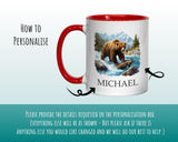 Personalised Bear Salmon Fishing Gift Mug - Ceramic Coffee Tea Hot Chocolate Mug for Bear Lovers Fishing Gift MG0839