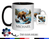 Personalised Bear Salmon Fishing Gift Mug - Ceramic Coffee Tea Hot Chocolate Mug for Bear Lovers Fishing Gift MG0839