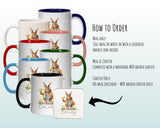 Personalised Bunny Rabbit Gift Mug - Ceramic Coffee Tea Hot Chocolate Mug Coaster Cute Rabbit Flowers Animal - Secret Santa Gift Idea MG0867