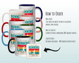 Running Gift Mug - Ceramic Coffee Tea Hot Chocolate Mug Coaster for Runners - Secret Santa Gift Idea for Running Club Team Marathon MG0871