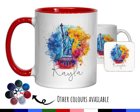 Personalised New York Gift Mug - Ceramic Coffee Tea Hot Chocolate Mug Gift NYC City Lovers - Secret Santa Gift USA Statue of Liberty MG0875