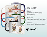 Personalised Bunny Rabbit Gift Mug - Ceramic Coffee Tea Hot Chocolate Mug Coaster Cute Rabbit Flowers Animal - Secret Santa Gift Idea MG0877