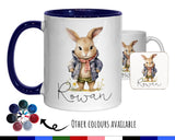Personalised Bunny Rabbit Gift Mug - Ceramic Coffee Tea Hot Chocolate Mug Coaster Cute Rabbit Flowers Animal - Secret Santa Gift Idea MG0877