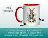 Personalised Bunny Rabbit Gift Mug - Ceramic Coffee Tea Hot Chocolate Mug Coaster Cute Rabbit Flowers Animal - Secret Santa Gift Idea MG0879