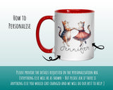 Personalised Cat Lovers Gift Mug - Ceramic Coffee Tea Chocolate Mug Coaster Dancing Cats Design for Cat Mum Dad Owner Secret Santa MG0897