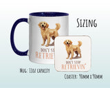 Golden Retriever Gift Mug - Ceramic Coffee Tea Chocolate Mug Coaster Golden Retriever Design for Dog Mum Dad Owner Secret Santa MG0902