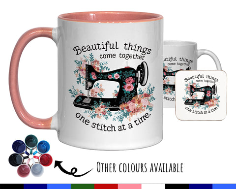 Sewing Gift Mug - Ceramic Coffee Tea Hot Chocolate Mug Gift for Sewing Lovers Beautiful Stitch Design Secret Santa Gift Idea for Her MG0925