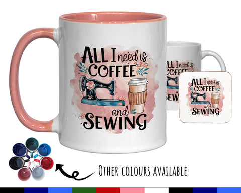 Sewing Gift Mug - Ceramic Coffee Tea Hot Chocolate Mug Gift for Sewing Lovers - Coffee & Sewing Design Secret Santa Gift Idea for Her MG0926