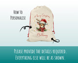 Personalised Christmas Sack - Santa Sack for Kids Presents Xmas Reindeer Santa Design Stocking Christmas Eve Bag Box for Girls & Boys XS013