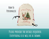 Personalised Christmas Sack - Santa Sack for Kids Presents Xmas Reindeer Tree Design Stocking Christmas Eve Bag Box for Girls & Boys XS011