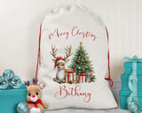 Personalised Christmas Sack - Santa Sack for Kids Presents Xmas Reindeer Tree Design Stocking Christmas Eve Bag Box for Girls & Boys XS011