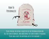 Personalised Christmas Sack - Santa Sack for Kids Presents Xmas Cute Dinosaur Design Stocking Christmas Eve Bag Box for Girls & Boys XS042