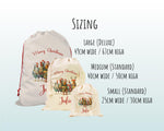 Personalised Christmas Sack - Santa Sack for Kids Presents Xmas Chickens and Lights Design Stocking Christmas Eve Bag for Girls & Boys XS052