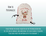Personalised Christmas Sack - Santa Sack for Kids Presents Xmas Cute Reindeer Design Stocking Christmas Eve Bag Box for Girls & Boys XS030