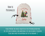 Personalised Christmas Sack - Santa Sack for Kids Presents Xmas Dinosaur Santa Hat Design Stocking Christmas Eve Bag for Girls & Boys XS021