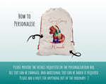 Personalised Christmas Sack - Santa Sack for Kids Presents Xmas Rocking Horse Design Stocking Christmas Eve Bag Box for Girls & Boys XS020