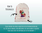 Personalised Christmas Sack - Santa Sack for Kids Presents Xmas Rocking Horse Design Stocking Christmas Eve Bag Box for Girls & Boys XS020