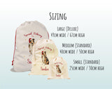 Personalised Rough Collie Large Christmas Sack - Red Drawstring Bag for Xmas Presents - Christmas Eve Bag Box Decoration for Dogs XS141