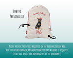 Personalised Manchester Terrier Large Christmas Sack - Red Drawstring Bag for Xmas Presents Christmas Eve Bag Box Decoration for Dogs XS130