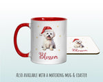 Personalised Maltese Dog Large Christmas Sack - Red Drawstring Bag for Xmas Presents - Christmas Eve Bag Box Decoration for Dogs XS129
