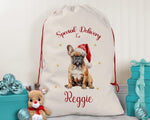 Personalised French Bulldog Large Christmas Sack - Red Drawstring Bag for Xmas Presents - Christmas Eve Bag Box Decoration for Dogs XS104