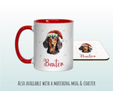 Personalised Dachshund Large Christmas Sack - Red Drawstring Bag for Xmas Presents - Christmas Eve Bag Box Decoration for Dogs XS097