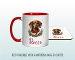 Personalised Dachshund Large Christmas Sack - Red Drawstring Bag for Xmas Presents - Christmas Eve Bag Box Decoration for Dogs XS096
