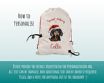 Personalised Dachshund Large Christmas Sack - Red Drawstring Bag for Xmas Presents - Christmas Eve Bag Box Decoration for Dogs XS094