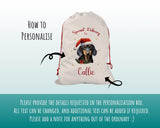 Personalised Dachshund Large Christmas Sack - Red Drawstring Bag for Xmas Presents - Christmas Eve Bag Box Decoration for Dogs XS094