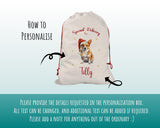 Personalised Corgi Dog Large Christmas Sack - Red Drawstring Bag for Xmas Presents - Christmas Eve Bag Box Decoration for Dogs XS089