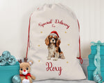 Personalised Cavalier King Charles Spaniel Large Christmas Sack Drawstring Bag for Xmas Presents Christmas Eve Bag Box Decoration Dogs XS083