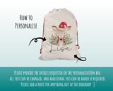 Personalised Large Christmas Reindeer Sack Name Xmas Stocking Gift Stocking Sack Red Drawstring Christmas Decoration SK009
