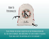 Personalised Large Initial Sack Name Xmas Stocking Gift Stocking Custom Named Sack Red Drawstring Christmas Decoration SK010
