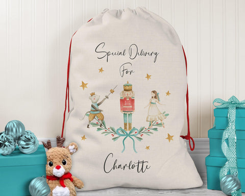 Personalised Large Christmas Sack Xmas Classic Soldier Mouse Ballerina Name Stocking Gift Sack Red Drawstring Christmas Decoration SK165