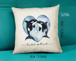Personalised Orca Whale Cushion Gift Printed Name Design - Cushion Throw Pillow For 2nd Cotton Wedding Anniversary Gift for Him Her SMC006
