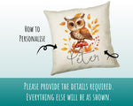 Personalised Owl Cushion Gift Printed Name Design - Cushion Throw Pillow for Him Her - Wild Birds of Prey Lover Gift Idea SMC013