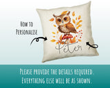 Personalised Owl Cushion Gift Printed Name Design - Cushion Throw Pillow for Him Her - Wild Birds of Prey Lover Gift Idea SMC013