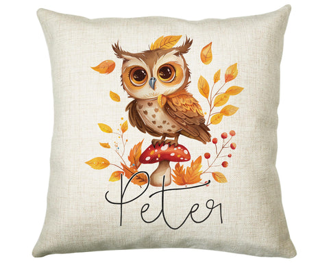 Personalised Owl Cushion Gift Printed Name Design - Cushion Throw Pillow for Him Her - Wild Birds of Prey Lover Gift Idea SMC013