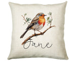 Personalised Robin Gift Cushion Printed Name Design - Cushion Throw Pillow for Him Her - Wild Birds Lover Gift Idea - Little Robin SMC014