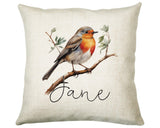 Personalised Robin Gift Cushion Printed Name Design - Cushion Throw Pillow for Him Her - Wild Birds Lover Gift Idea - Little Robin SMC014