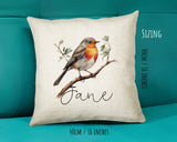Personalised Robin Gift Cushion Printed Name Design - Cushion Throw Pillow for Him Her - Wild Birds Lover Gift Idea - Little Robin SMC014