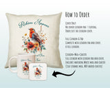 Robin Cushion Gift Robins Appear When Loved Ones Are Near - Family Loss Loved One Throw Pillow - Remembrance Memorial Gift Idea SMC015
