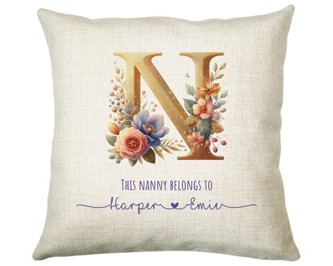 Personalised Nanny Gift Cushion Printed Name Design - Cushion Throw Pillow for Him Her - Nan Gift Idea from Grandchildren SMC021