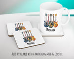 Personalised Guitar Gift Cushion Printed Name Design - Cushion Throw Pillow for Him Her - Guitarist Gift Idea for Band Electric Bass SMC024