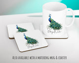 Personalised Peacock Gift Cushion Printed Name Design - Cushion Throw Pillow for Him Her - Animal Bird Lover Gift Idea SMC025